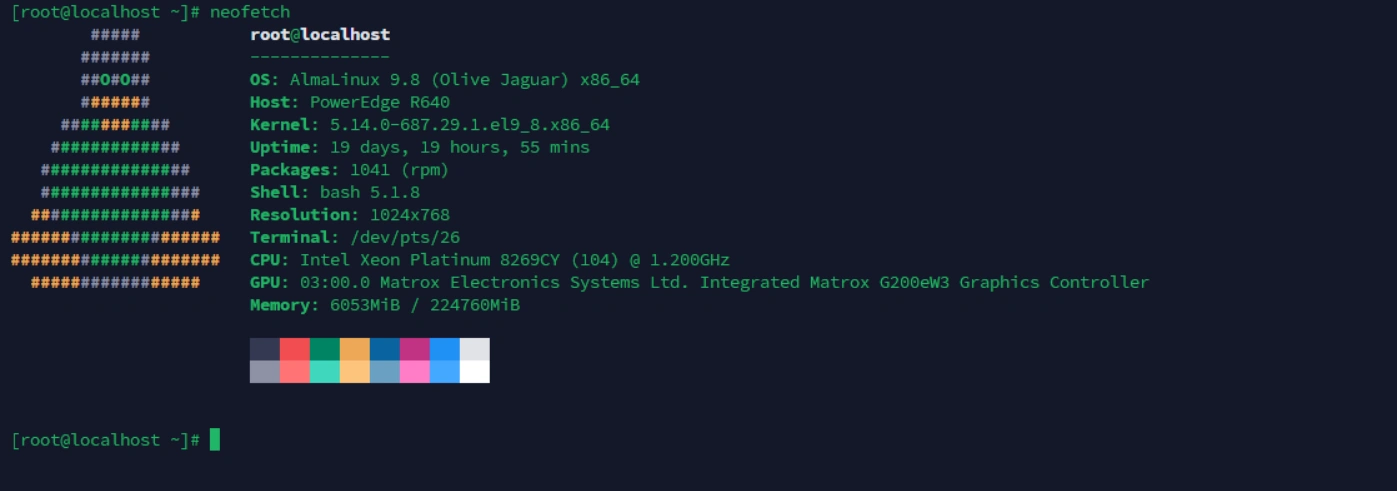 Intel platform · system snapshot: A second PowerEdge R640 system-information capture.