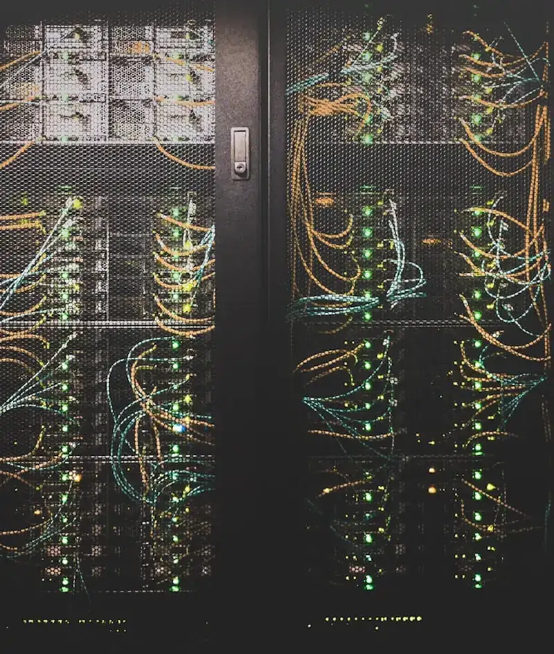 Server racks and network cabling in a data center